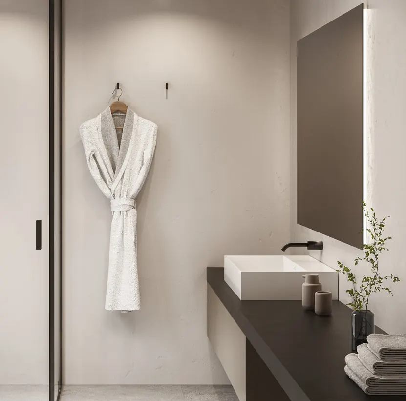 Badkamer met discrete verwarming en koeling via plafondprofielen