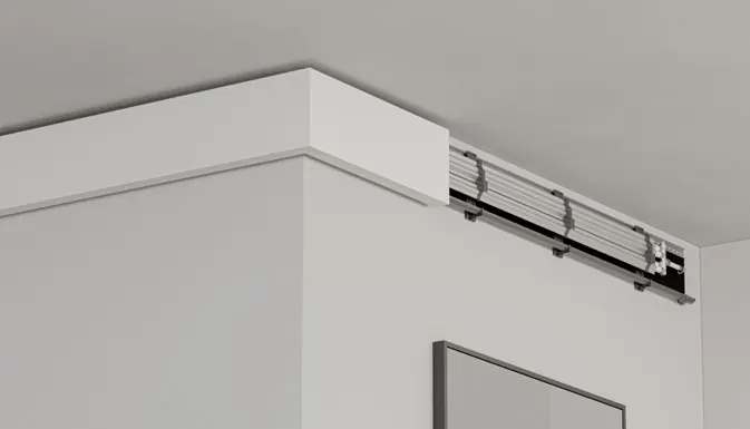 Detail van de aluminium plafondprofielen van DFS-Corners